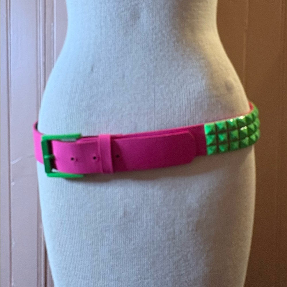 🌈 Neon Punk Pyramid Stud Belt | Size 34